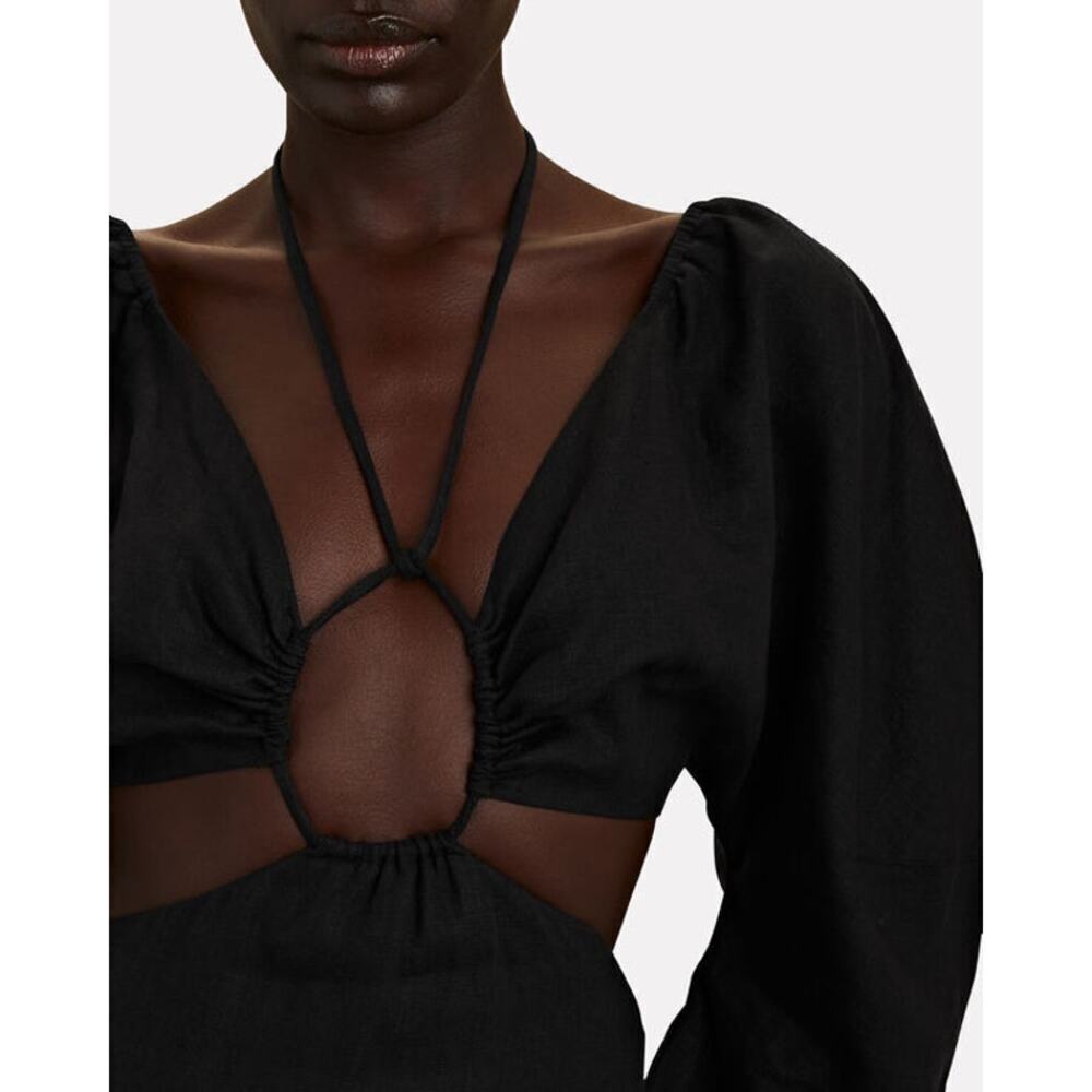 Mara Hoffman Celia Cut-Out Hemp Maxi Dress Black Size 8 - Picture 2 of 10